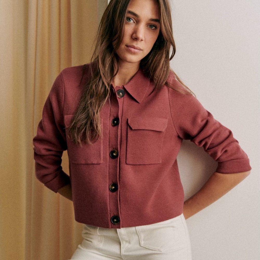 SOLD Sezane Betty Cardigan Rosewood - Picture 1 of 8